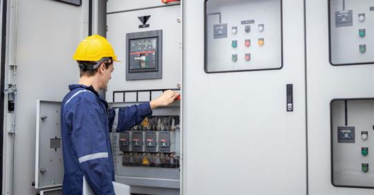 electrician working on commercial system